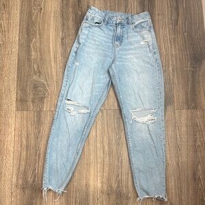 American Eagle Outfitters Blue Boyfriend Jeans with Distressed Details